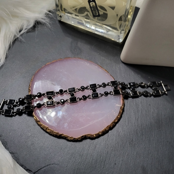 Silver and onyx ladder bracelet. - Picture 1 of 6